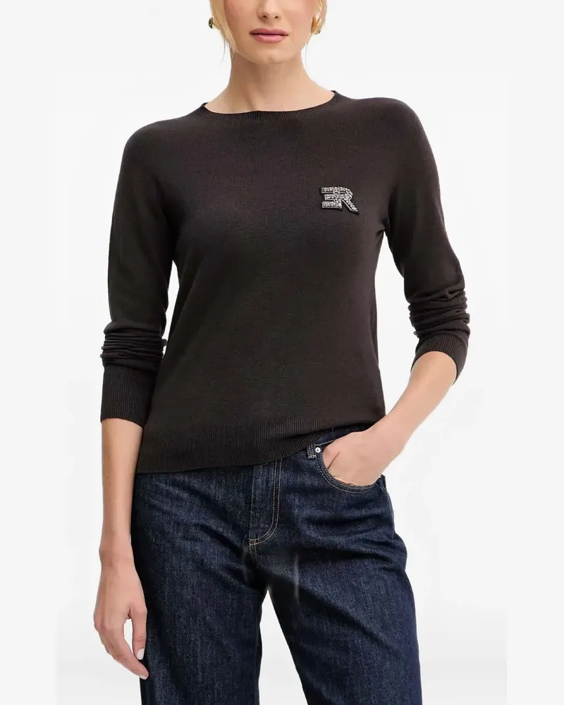 Ermanno Scervino crew-neck logo-appliqué sweater - Braun Braun