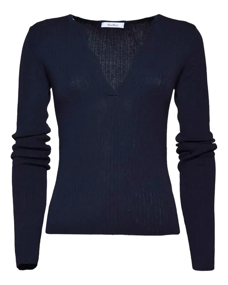 Max Mara Geripptes Strickoberteil - Blau Blau