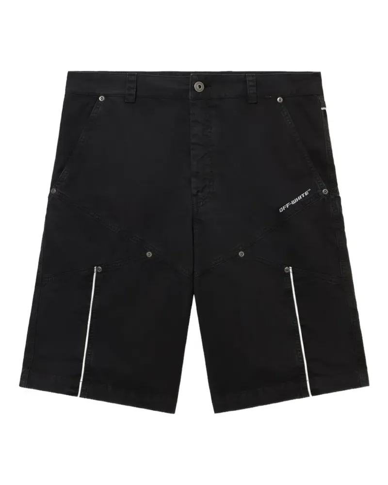OFF-WHITE logo-print panelled shorts - Schwarz Schwarz