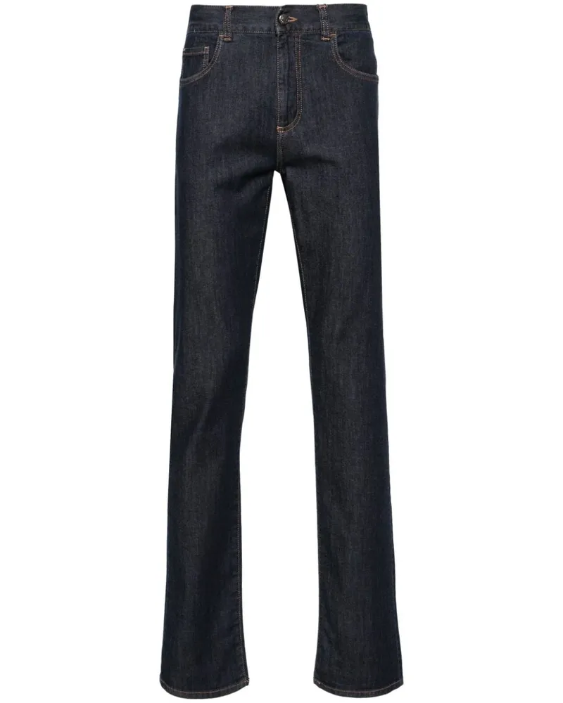 Canali Halbhohe Straight-Leg-Jeans Blau