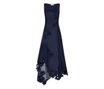 Asymmetrisches Kleid mit Blumenstickerei - Blau