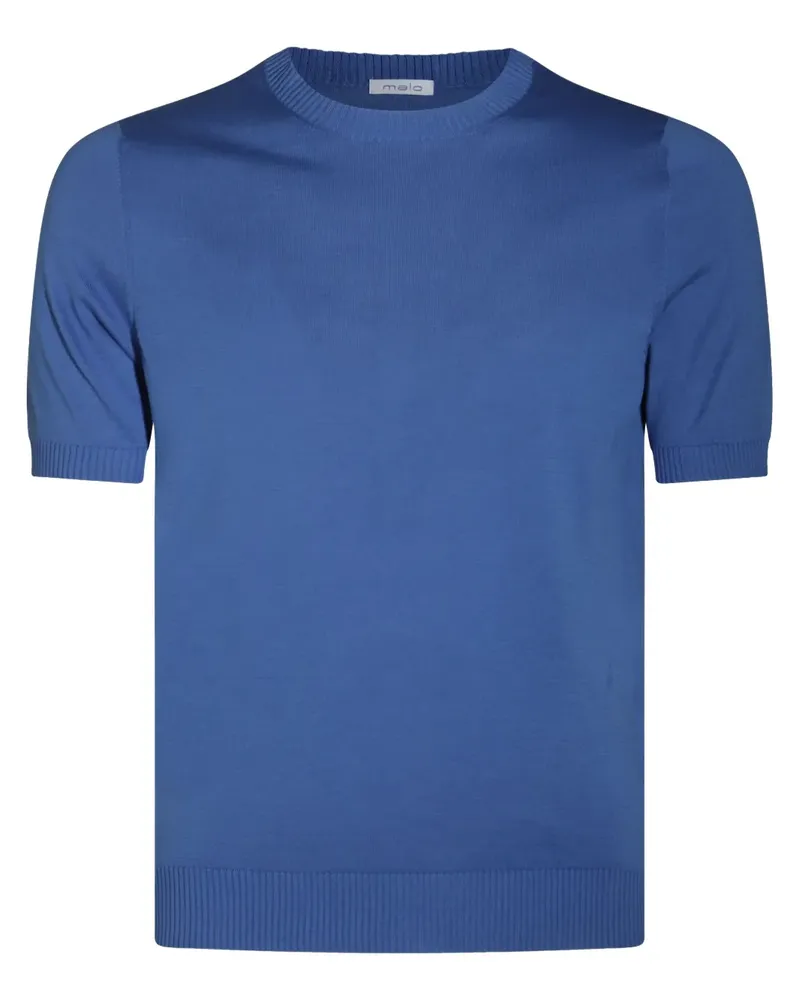 Malo Fein gestricktes T-Shirt - Blau Blau