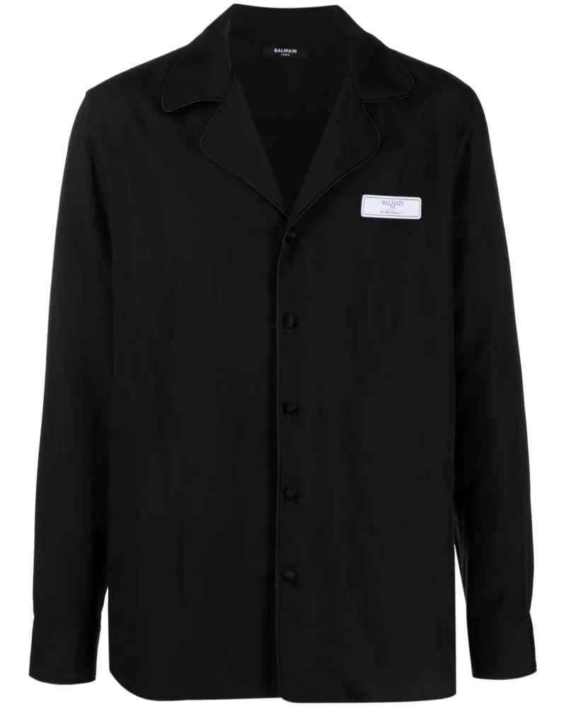 Balmain Hemd mit Logo-Patch - Schwarz Schwarz