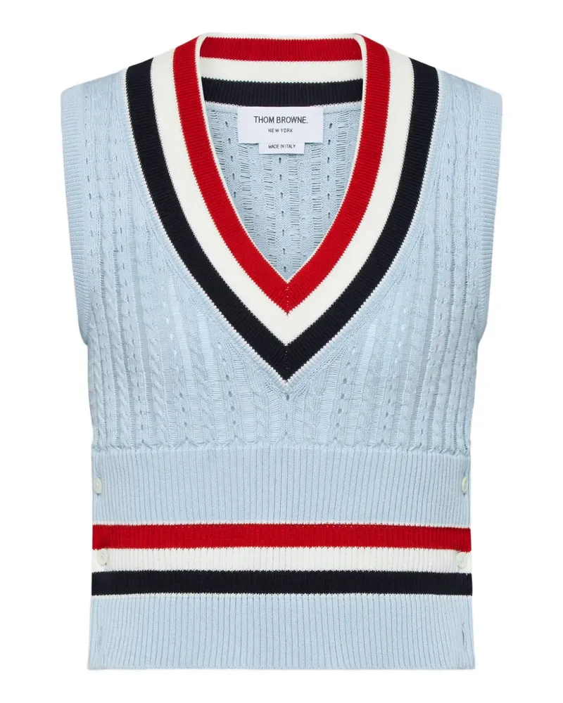 Thom Browne stripe-ladder cable vest - Blau Blau