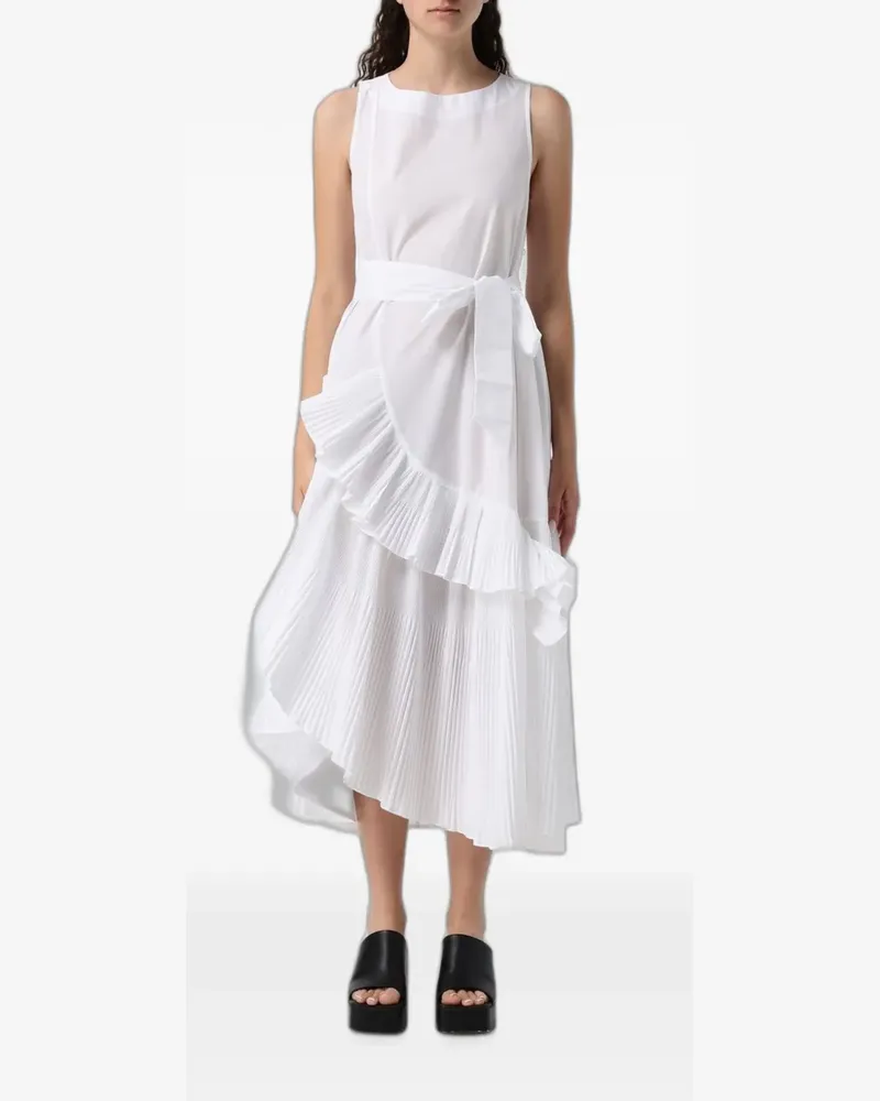 MEIMEIJ asymmetric pleated-trim asymmetric dress - Weiß Weiß