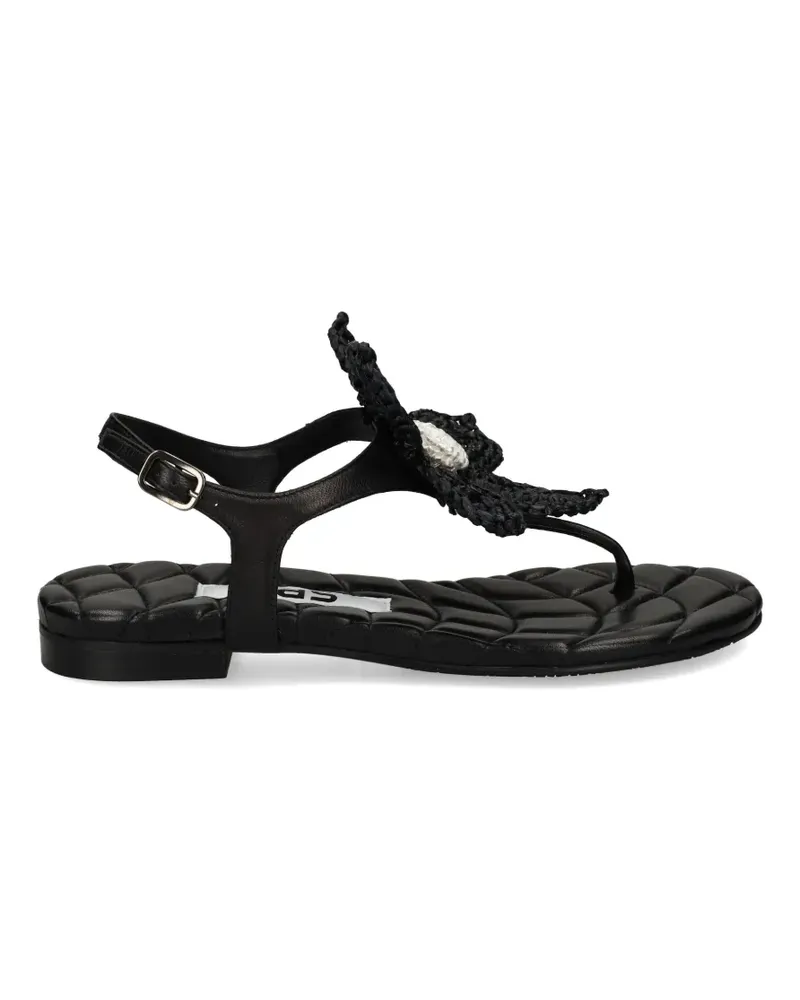 RAS flower-embellished thong sandals - Schwarz Schwarz