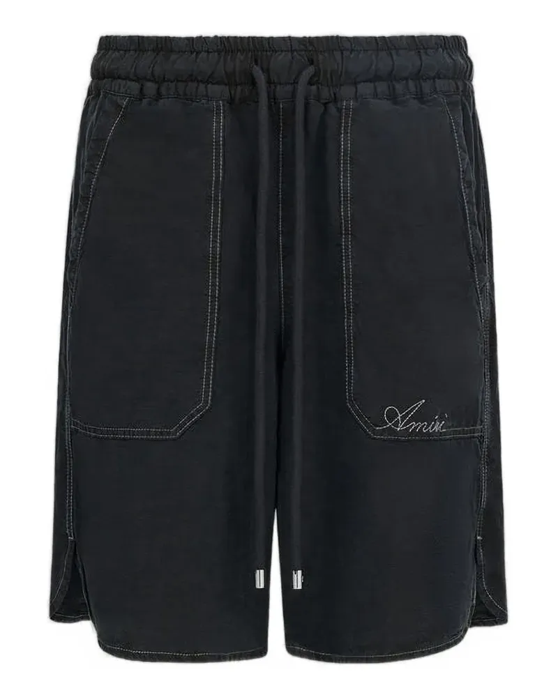 Amiri Script Linen GD Shorts - Schwarz Schwarz