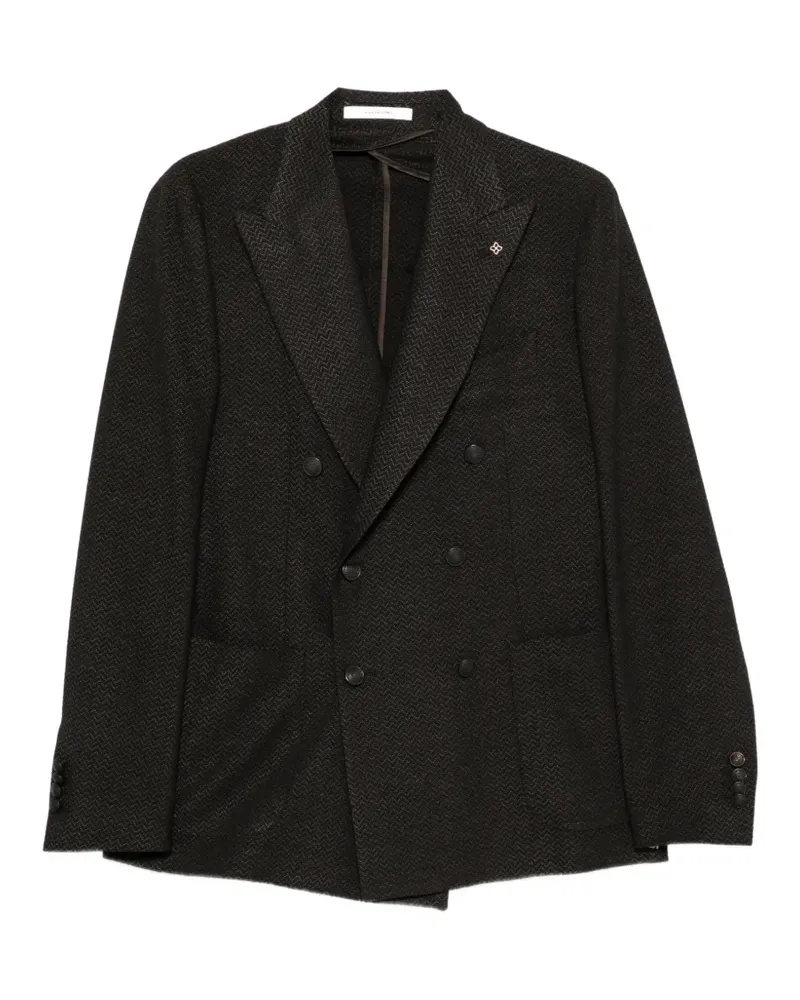 Tagliatore double-breasted chevron-weave blazer - Schwarz Schwarz