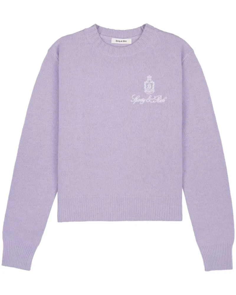 SPORTY & RICH Kaschmirpullover mit Logo-Stickerei Violett