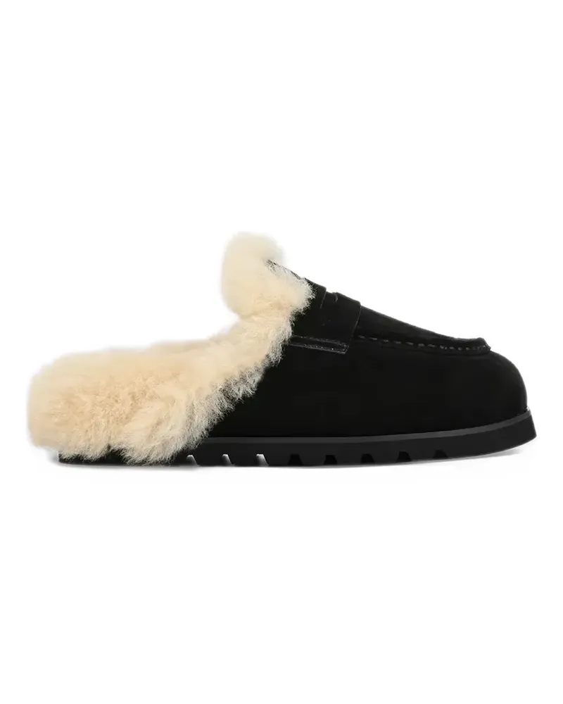 Naked Wolfe shearling-lined penny-strap flat mules - Schwarz Schwarz