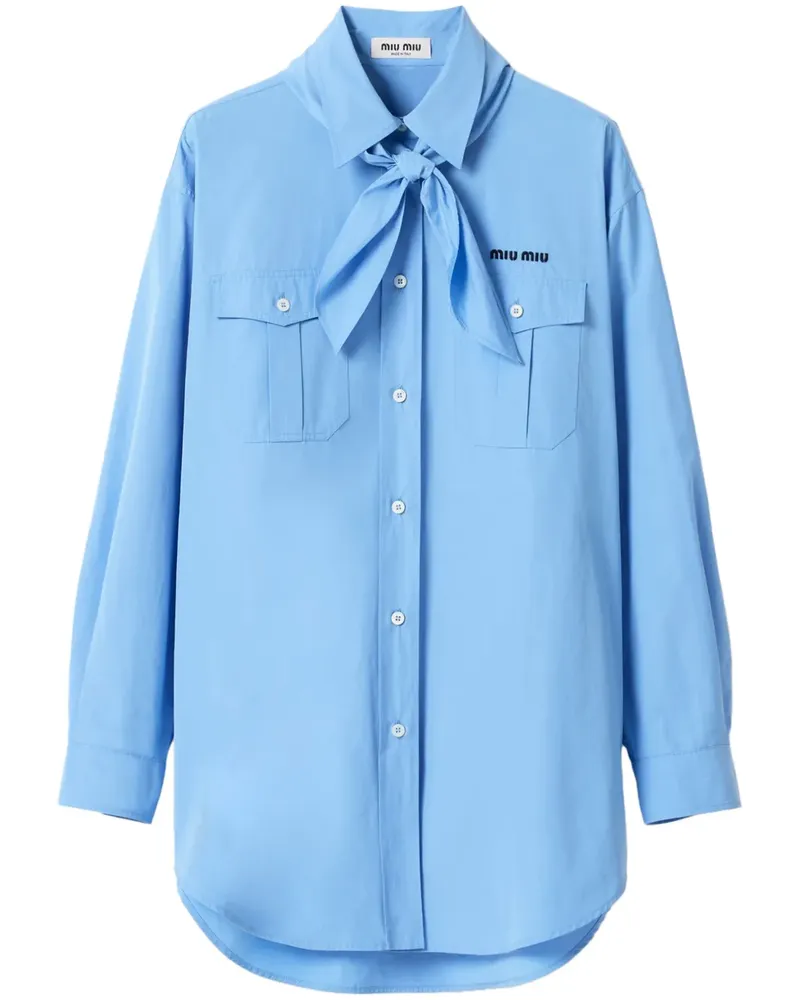 Miu Miu Popeline-Hemd mit Schaldetail - Blau Blau