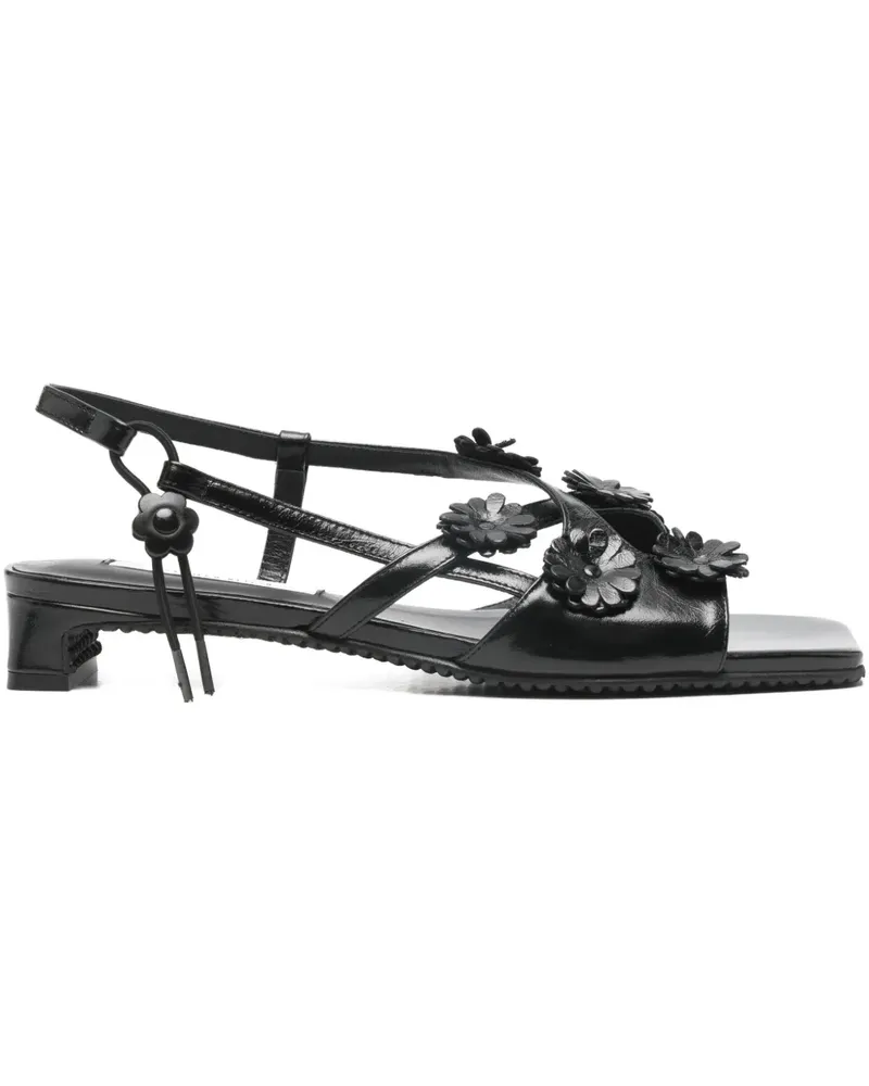 Cecilie Bahnsen flower leather sandals - Schwarz Schwarz