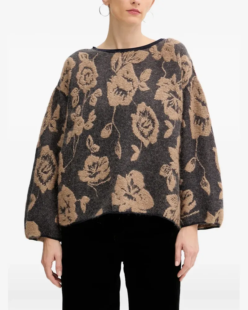 Liviana Conti Maissa floral-intarsia cardigan - Grau Grau