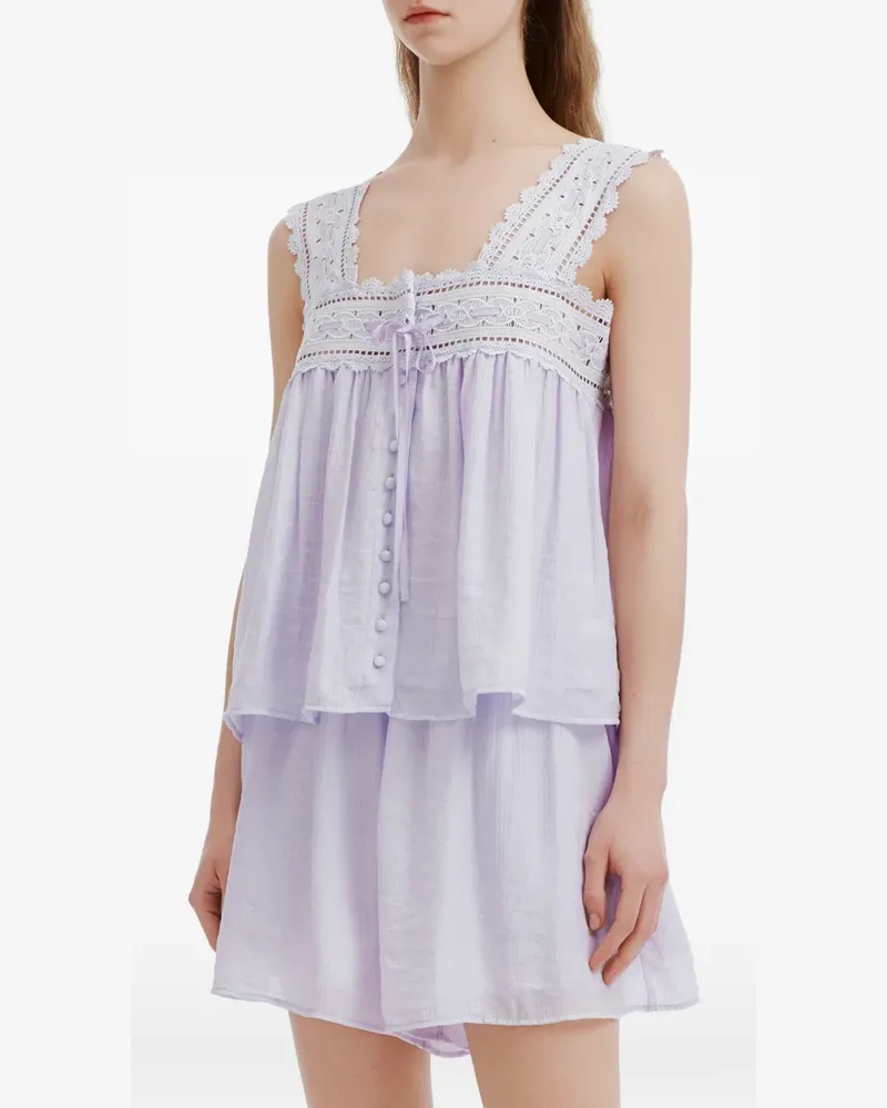 b+ab Jumpsuit mit Spitzenbesatz - Violett Violett