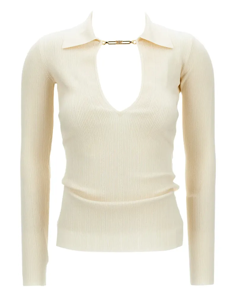 Elisabetta Franchi Gerippter Pullover mit Kettendetail - Nude Nude