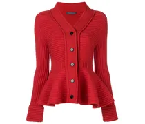 peplum ribbed cardigan - Rot
