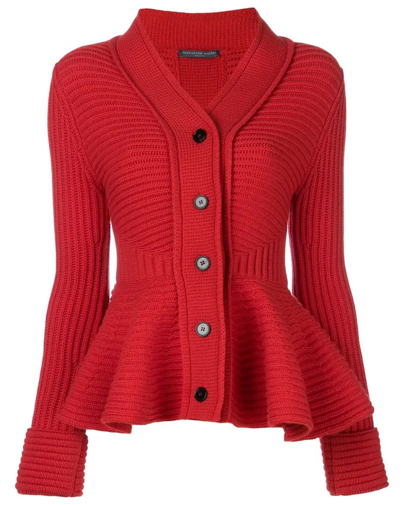 Alexander McQueen peplum ribbed cardigan - Rot Rot