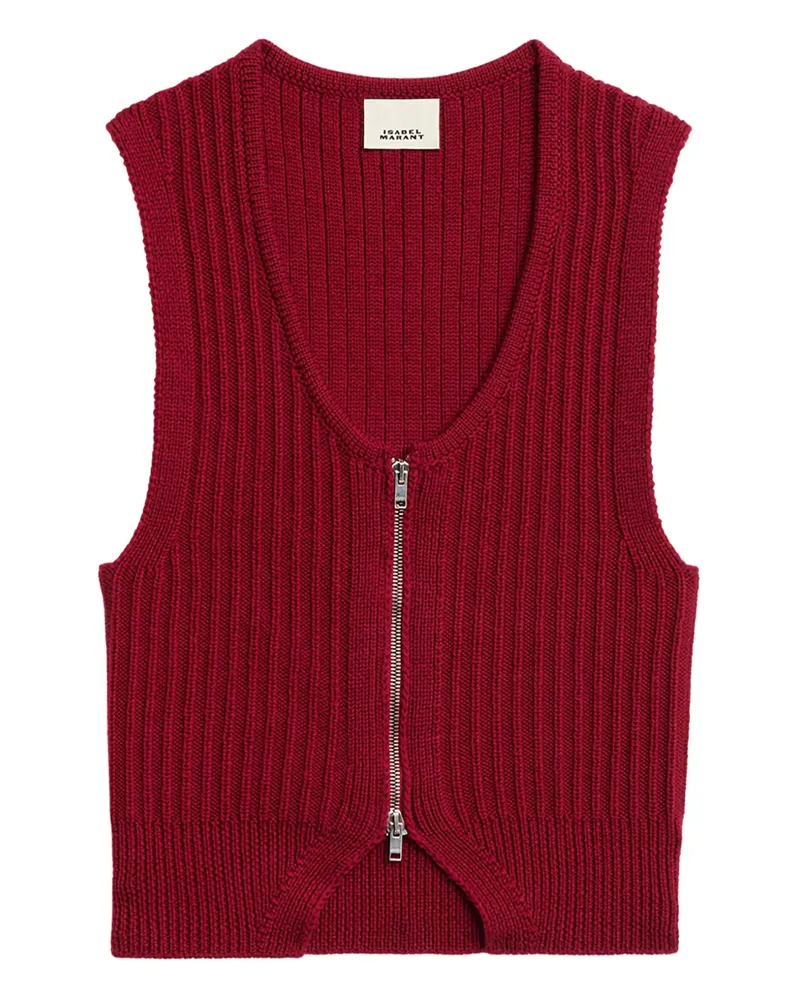 Isabel Marant Devima ribbed zip-front top - Rot Rot