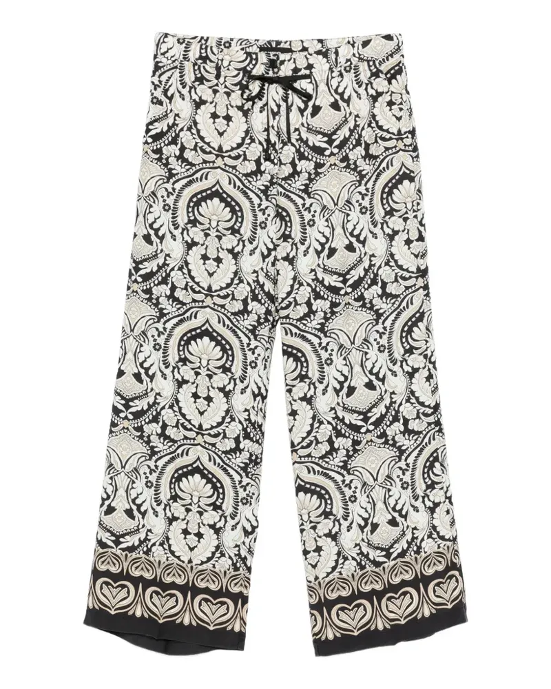 Cambio Adrienne baroque-print trousers - Schwarz Schwarz