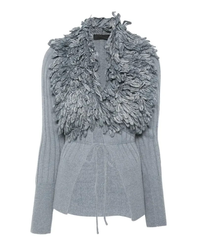 Liu Jo Gerippter Cardigan mit Fransen - Blau Blau