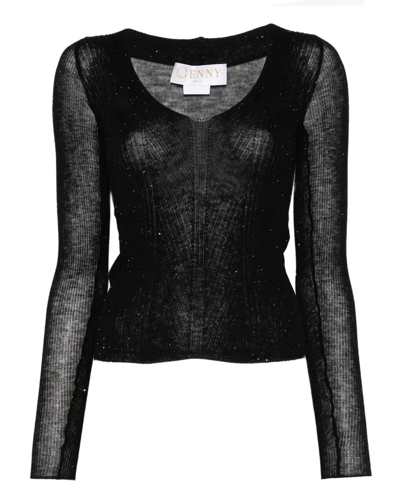 Genny Klassisches Langarmshirt - Schwarz Schwarz