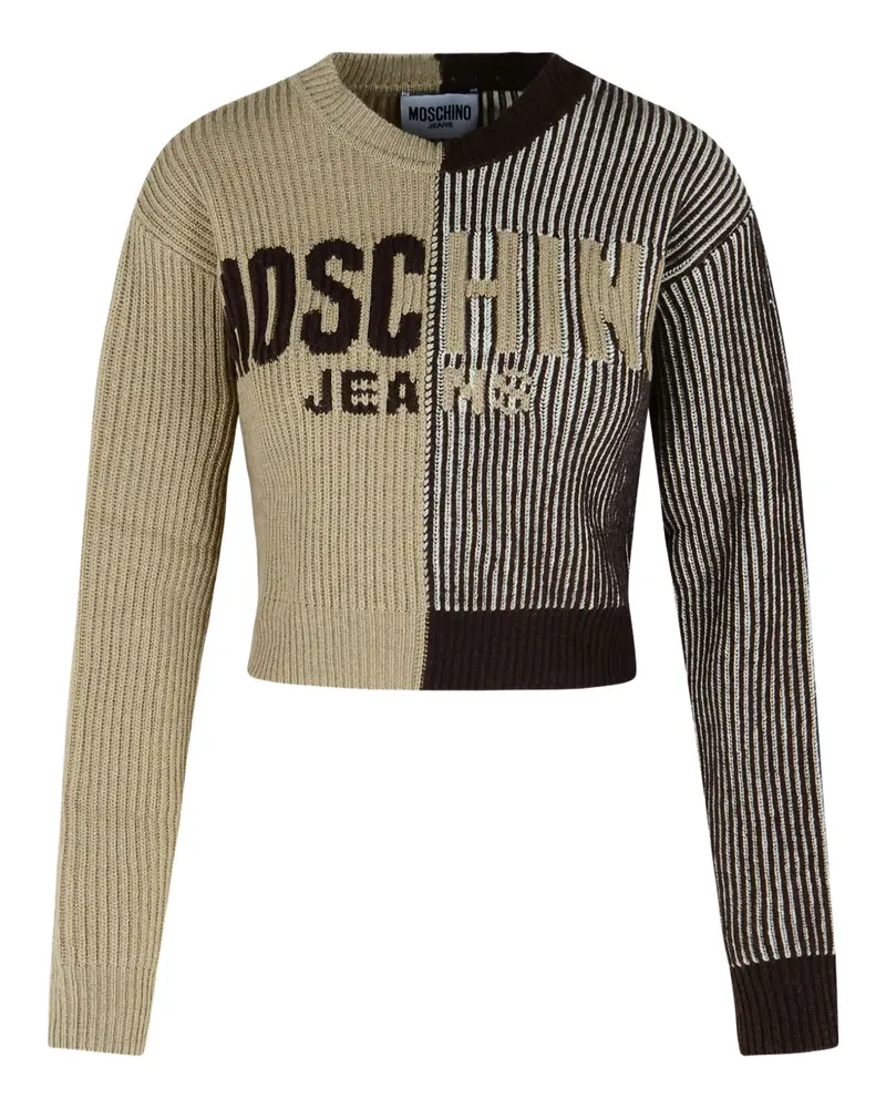Moschino Gerippter Pullover mit Logo-Detail - Braun Braun