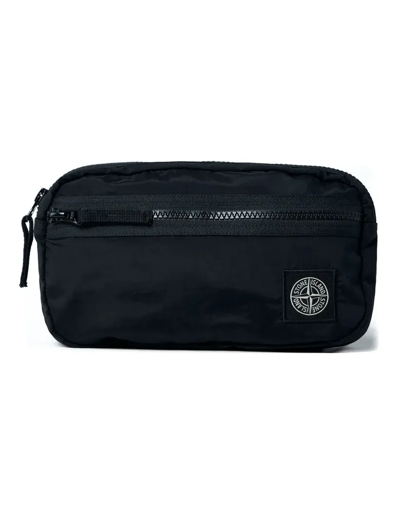Stone Island front-zip logo-patch belt bag - Schwarz Schwarz
