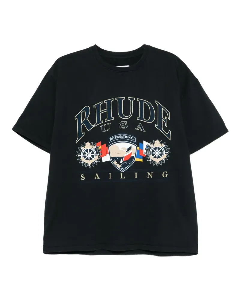 RHUDE T-Shirt mit grafischem Print - Schwarz Schwarz