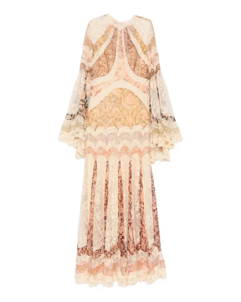 Zimmermann Valiant Kleid mit Spitzeneinsatz und Blumenprint - Nude Nude