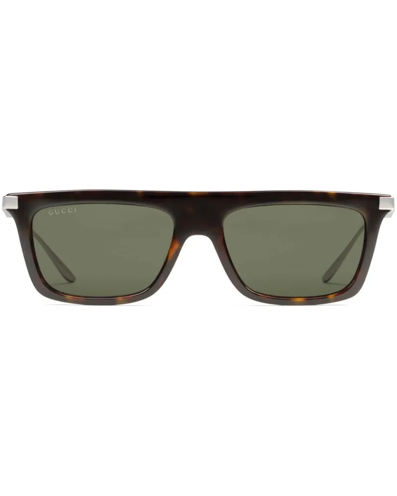 Gucci Eckige Sonnenbrille in Schildpattoptik - Braun Braun