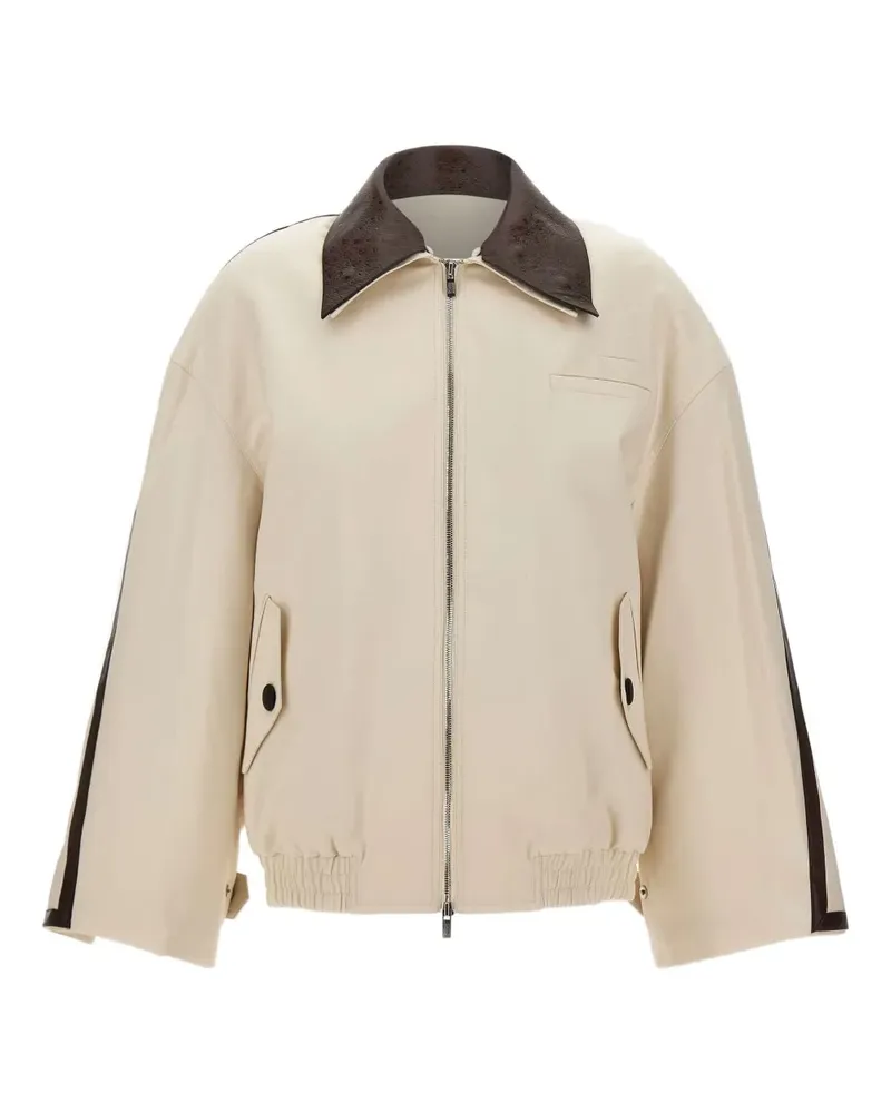 JACQUES contrasting-collar bomber jacket - Nude Nude