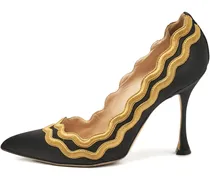 Pre-owned Satin Wave Pumps mit Stickerei 110mm - Schwarz