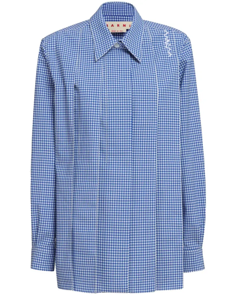 Marni Plissiertes Hemd mit Vichy-Karo - Blau Blau