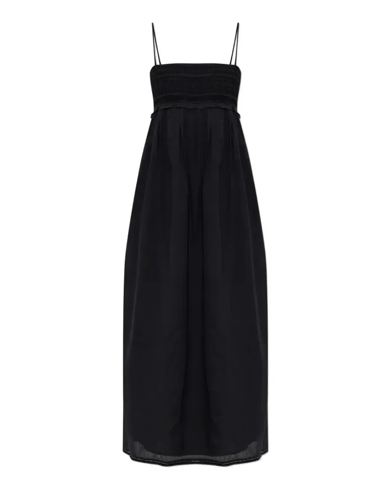 Posse Gerüschtes Danielle Midikleid mit Stickerei - Schwarz Schwarz