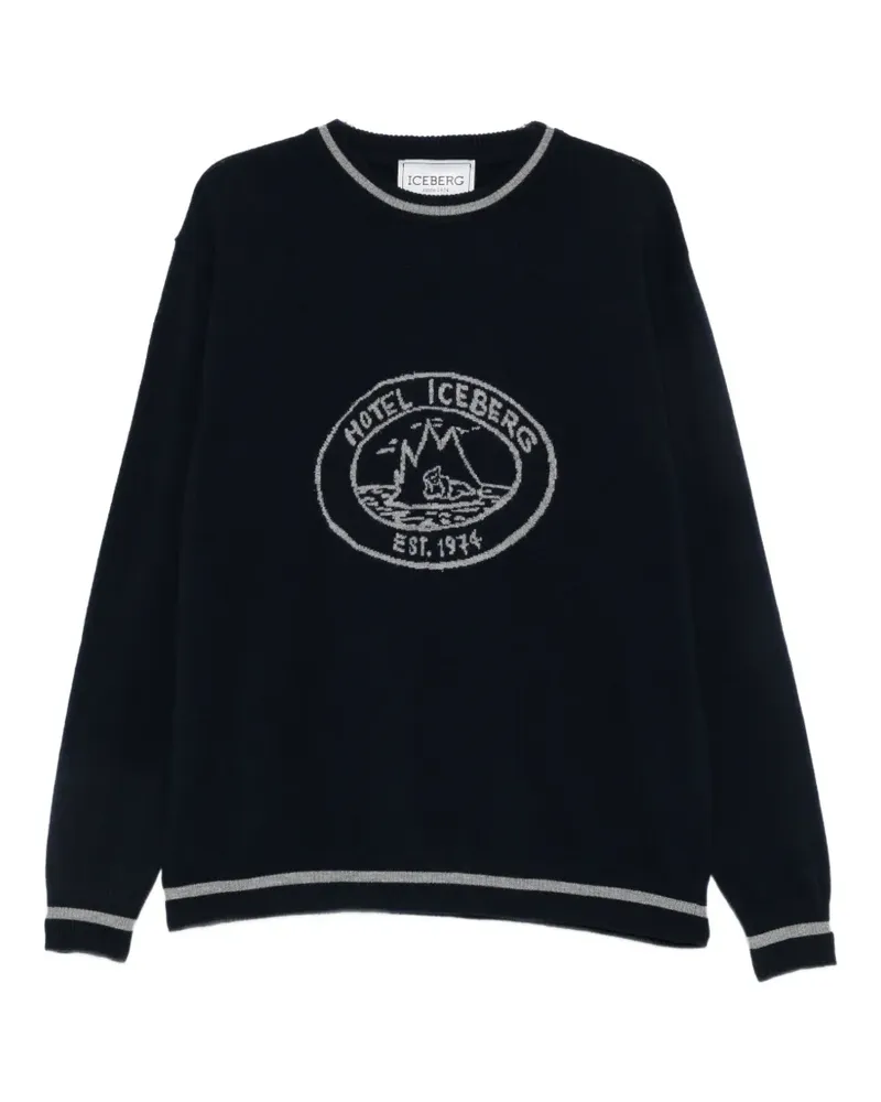 Iceberg Pullover mit Logo-Intarsie - Blau Blau