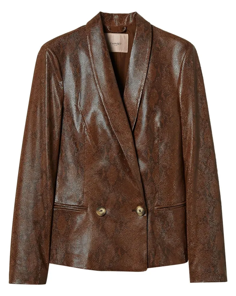 Twin-Set Blazer in Eidechsenleder-Optik - Braun Braun