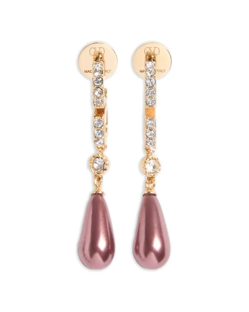 Valentino Garavani VLogo Signature Metall-Ohrringe mit Swarovski® Kristallen und Glasdetail - Gold Gold