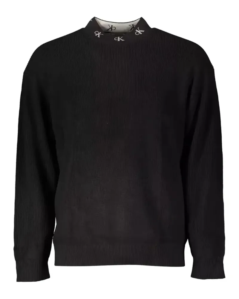 Calvin Klein ribbed-knit logo-neckline sweater - Schwarz Schwarz