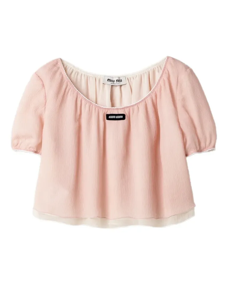 Miu Miu Chiffon-Top - Rosa Rosa