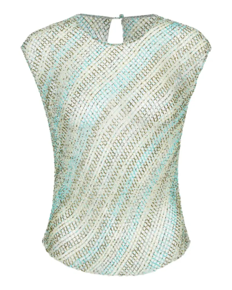 TWP bead-embellished mesh top - Grün Grün