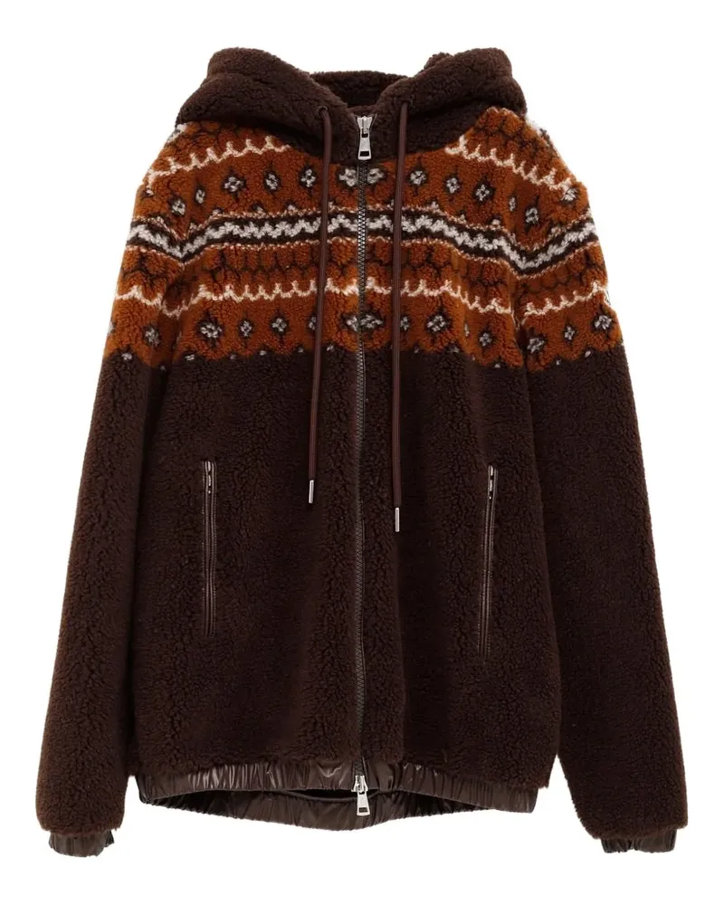 Moncler geometric-pattern hooded jacket - Braun Braun