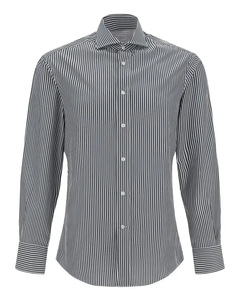 Brunello Cucinelli striped long-sleeved shirt - Schwarz Schwarz
