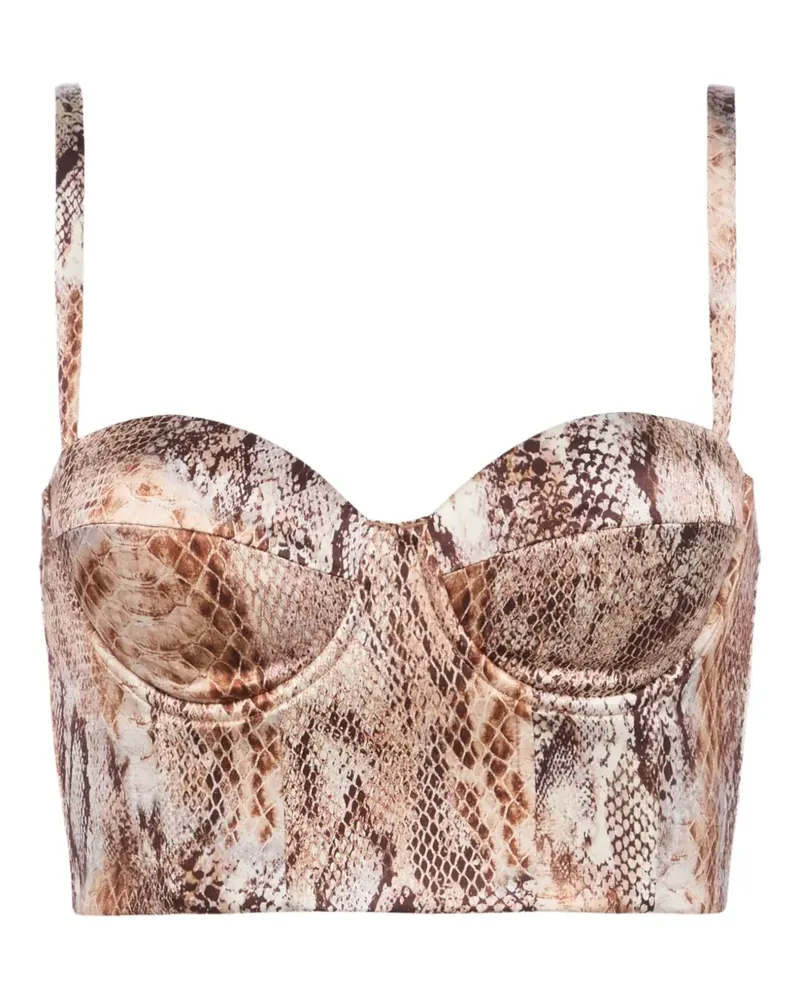 L'Agence Sonya snake-print bralette top - Braun Braun