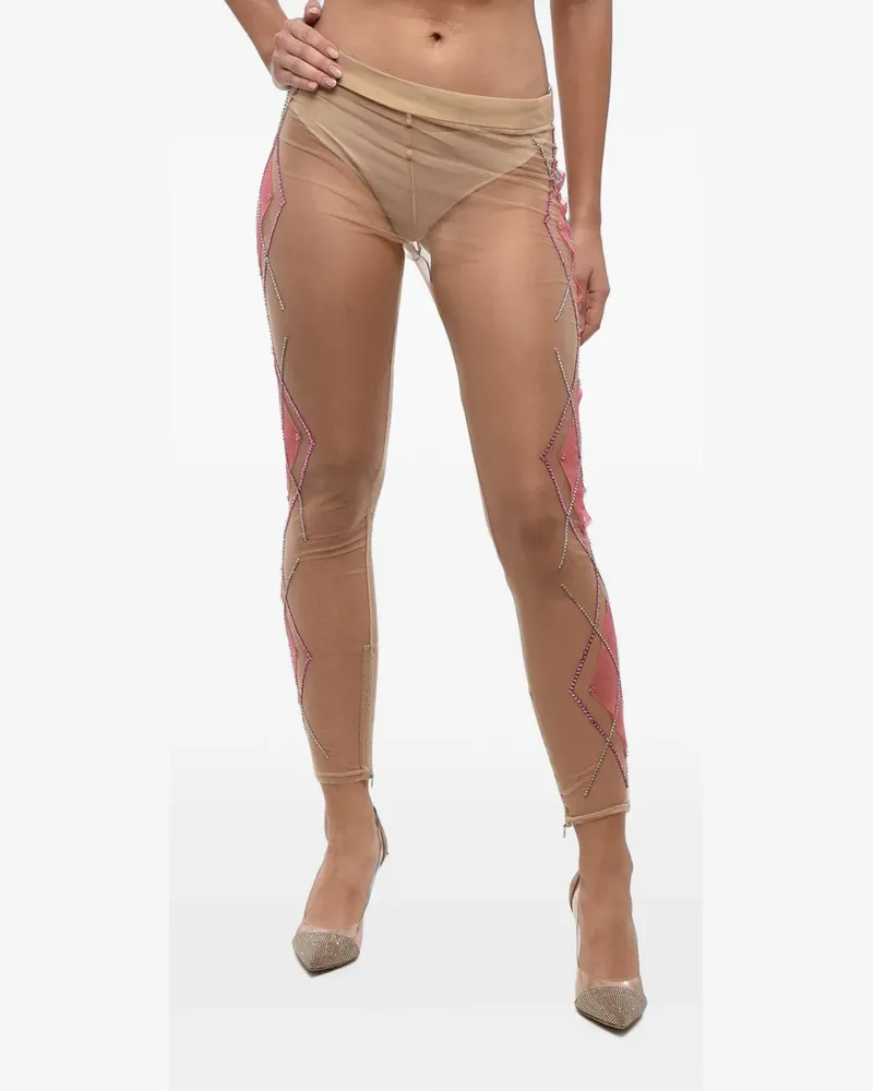 Dsquared2 Semi-transparente Leggings mit Strass - Nude Nude