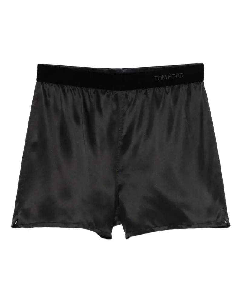 Tom Ford Shorts aus Seide mit Logo - Schwarz Schwarz