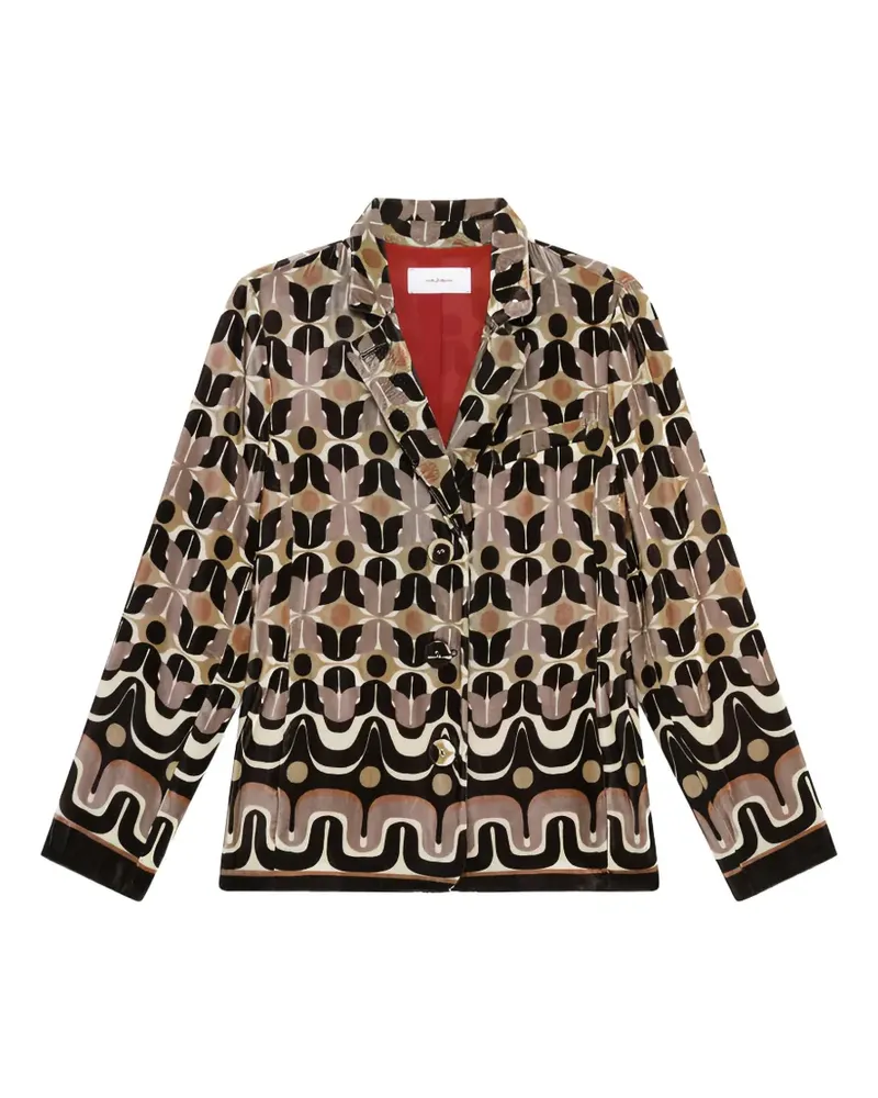 Maliparmi geometric-print velvet jacket - Nude Nude