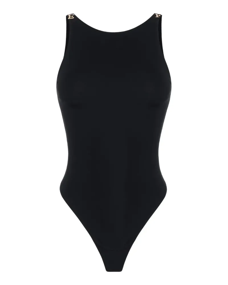 Elisabetta Franchi bodysuit in crêpe jersey fabric with jewel logos - Schwarz Schwarz