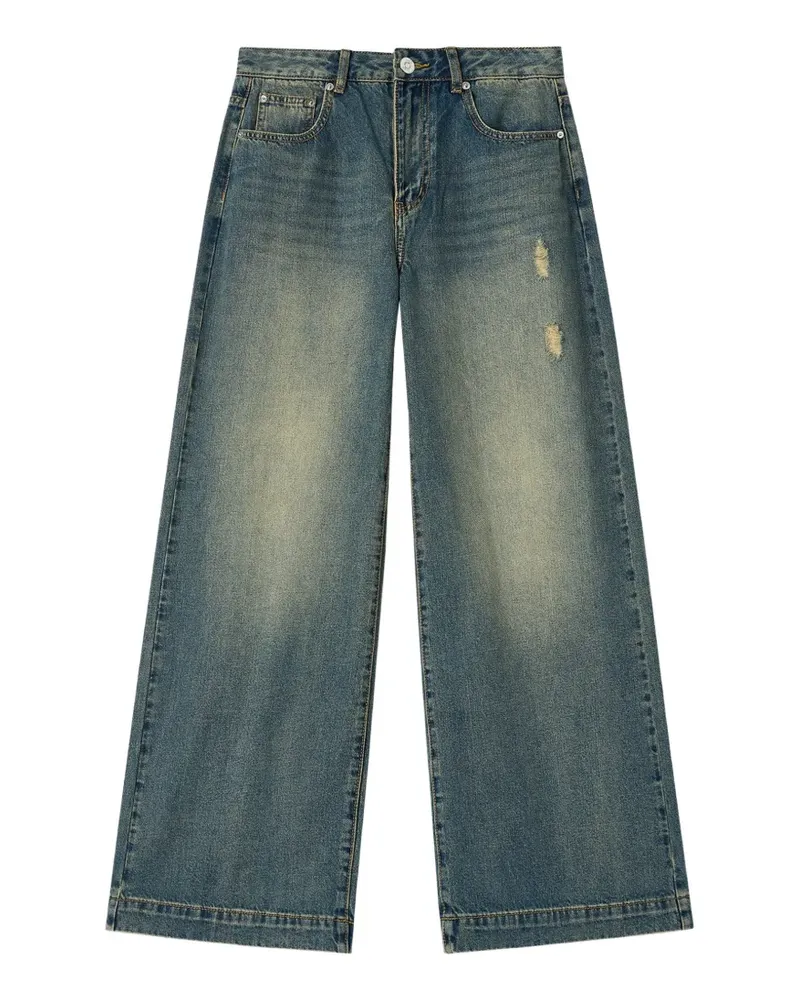 b+ab distressed wide-leg jeans - Blau Blau