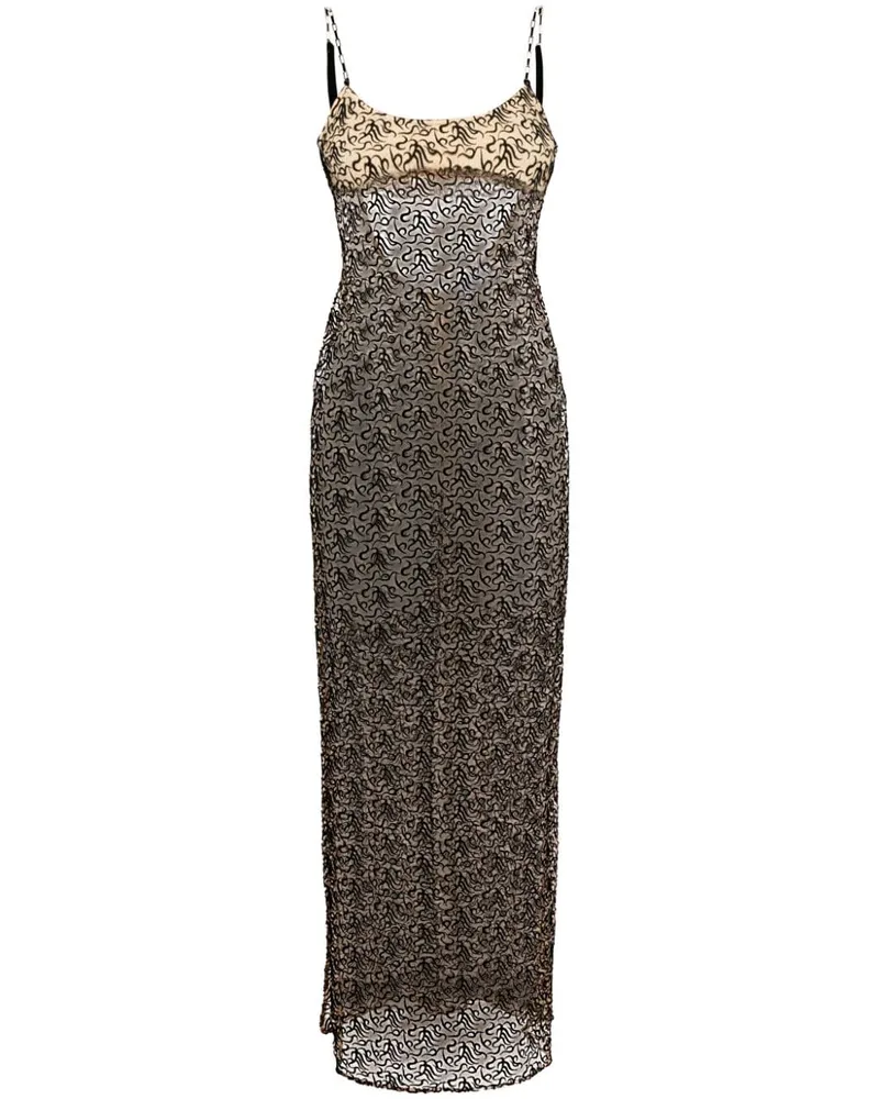 ATTICO Semi-transparentes Maxikleid mit Stickerei - Nude Nude
