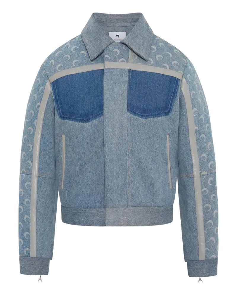 Marine Serre moon-print panelled jacket - Blau Blau